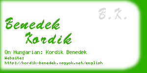 benedek kordik business card